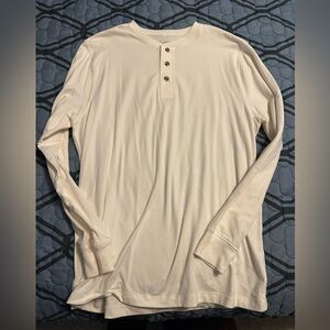 Saddlebred Men's Beige Long Sleeve Henley Shirt